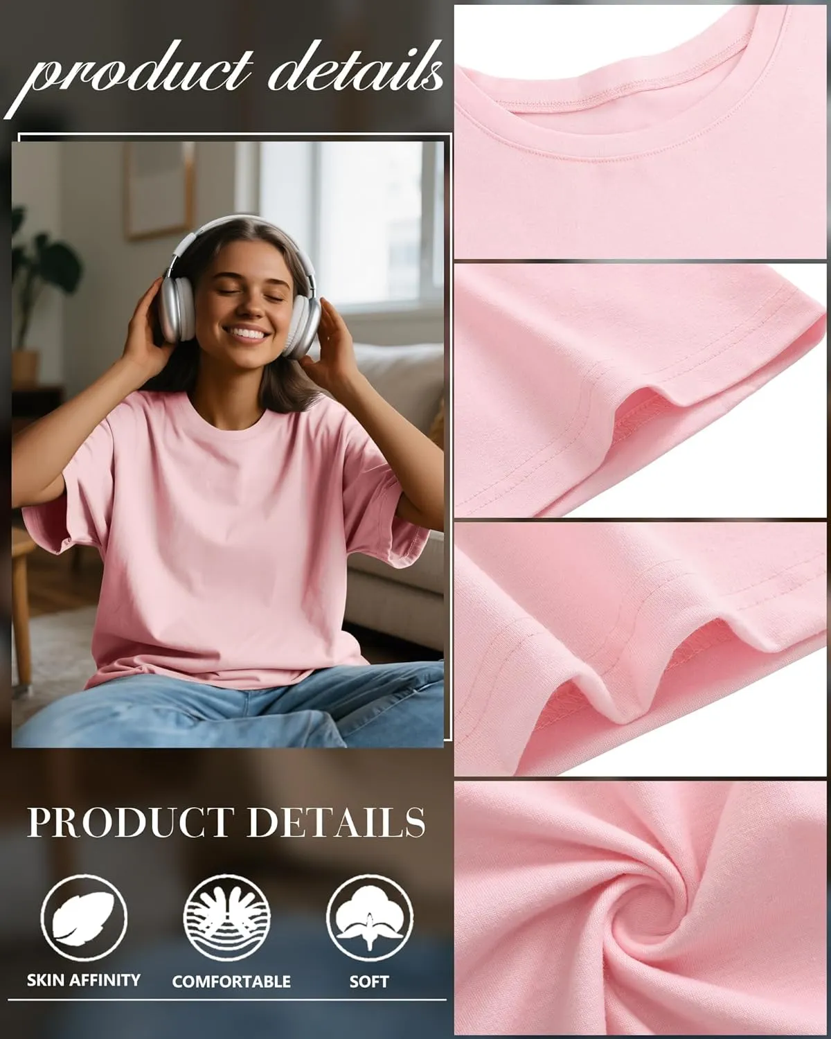 3 Pack Womens Oversized T Shirts Loose Fit Crewneck Cotton Short Sleeve Casual Tops Baggy Summer Workout Basic Tee