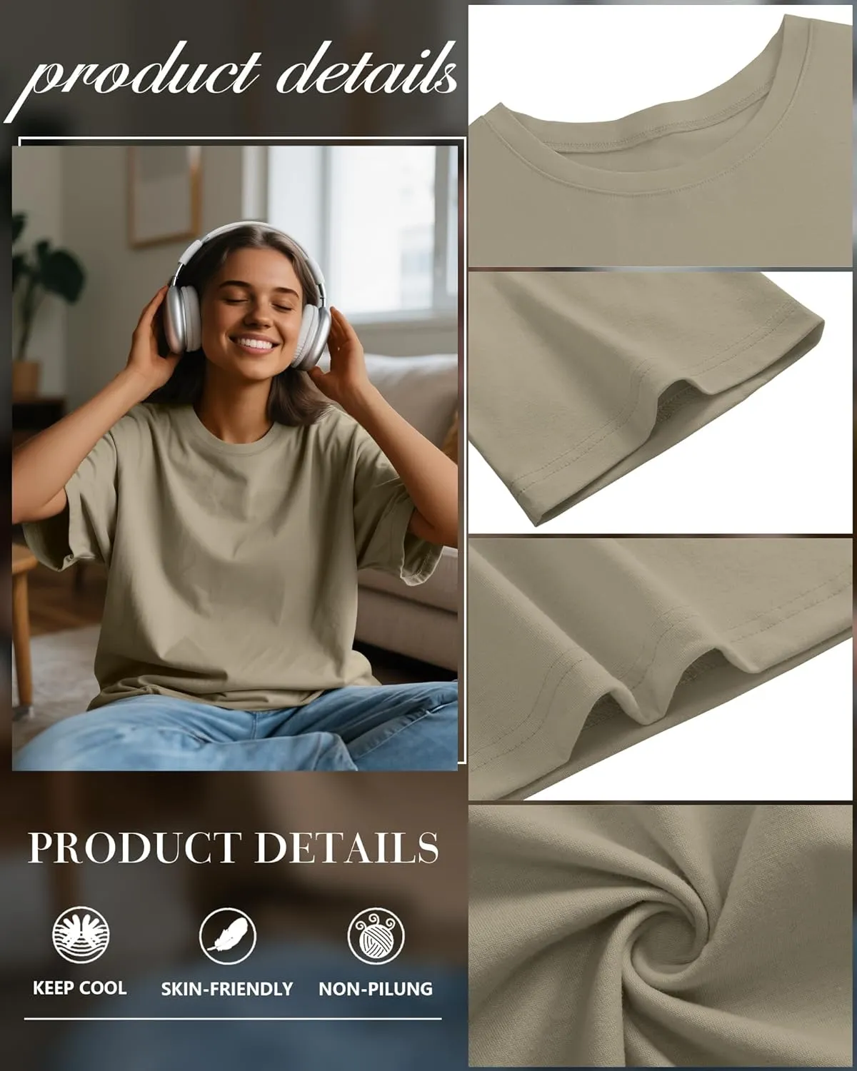 3 Pack Womens Oversized T Shirts Loose Fit Crewneck Cotton Short Sleeve Casual Tops Baggy Summer Workout Basic Tee