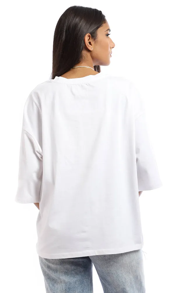 95351 Printed Cotton Loose Fit T-Shirt - White