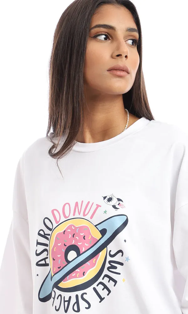 95351 Printed Cotton Loose Fit T-Shirt - White