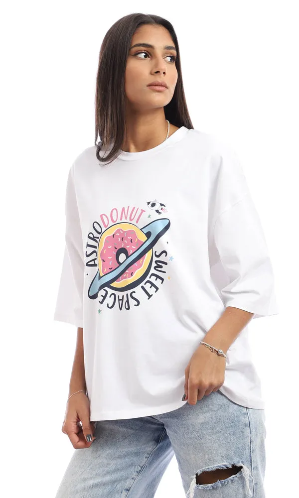 95351 Printed Cotton Loose Fit T-Shirt - White