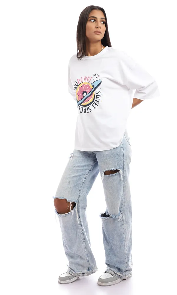95351 Printed Cotton Loose Fit T-Shirt - White