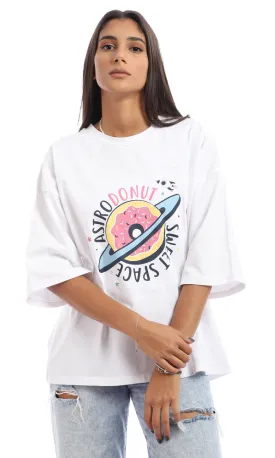 95351 Printed Cotton Loose Fit T-Shirt - White