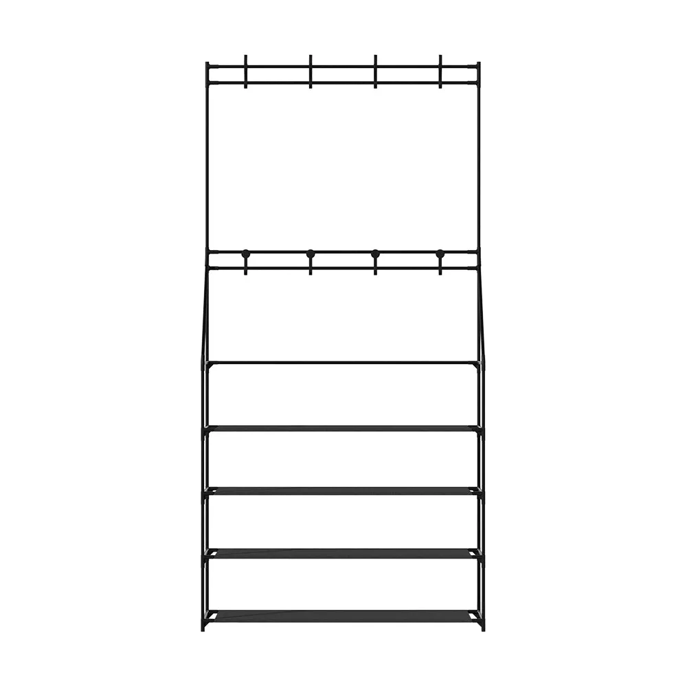 Artiss Shoe Rack Hall Tree 16 Pairs Black