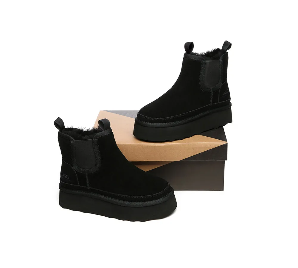 AUSTRALIAN SHEPHERD® UGG Boots Sheepskin Wool Elastic Band Platform Chelsie