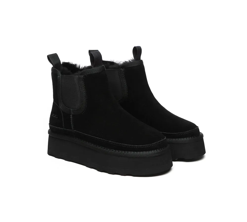 AUSTRALIAN SHEPHERD® UGG Boots Sheepskin Wool Elastic Band Platform Chelsie