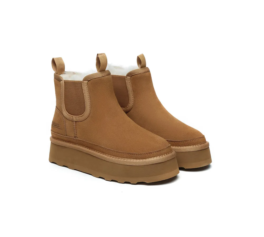 AUSTRALIAN SHEPHERD® UGG Boots Sheepskin Wool Elastic Band Platform Chelsie