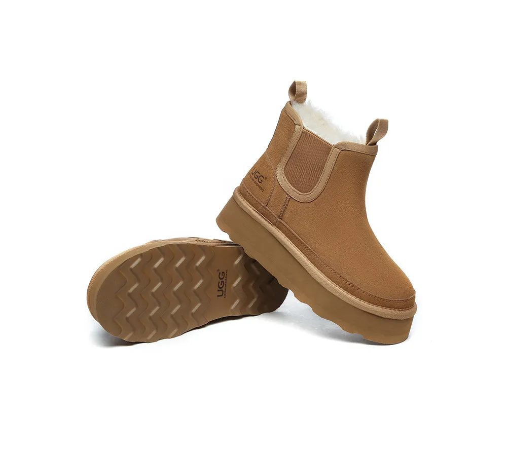AUSTRALIAN SHEPHERD® UGG Boots Sheepskin Wool Elastic Band Platform Chelsie