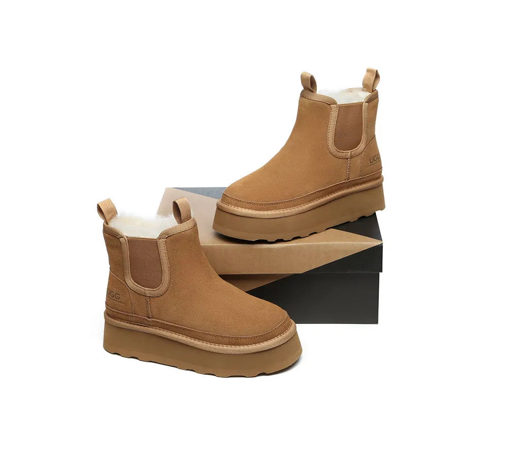AUSTRALIAN SHEPHERD® UGG Boots Sheepskin Wool Elastic Band Platform Chelsie