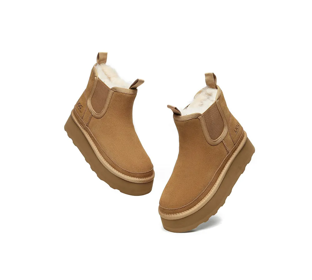 AUSTRALIAN SHEPHERD® UGG Boots Sheepskin Wool Elastic Band Platform Chelsie
