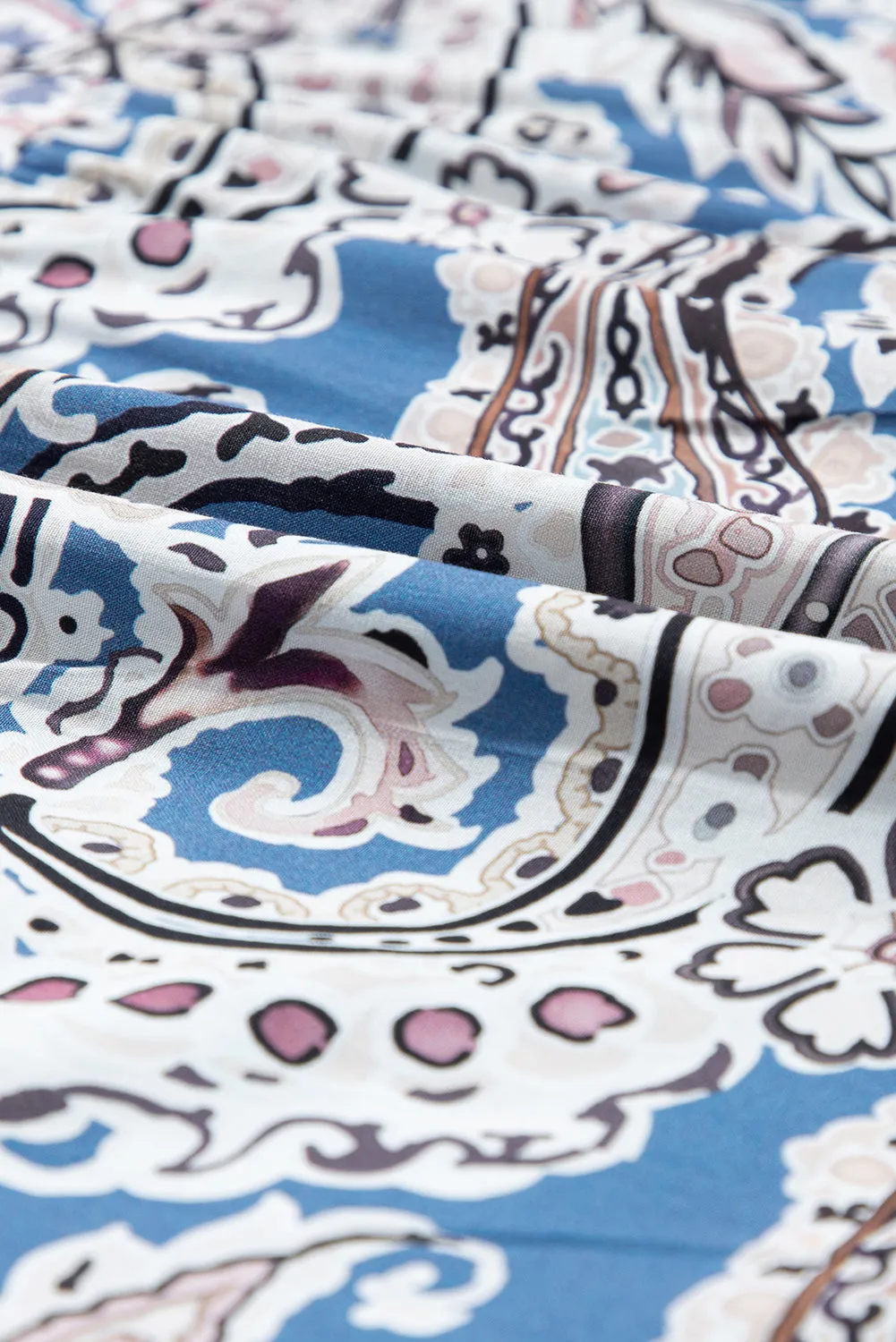 Blue Zone Planet |  Kim's Pink Boho Paisley Print Off Shoulder Maxi Dress