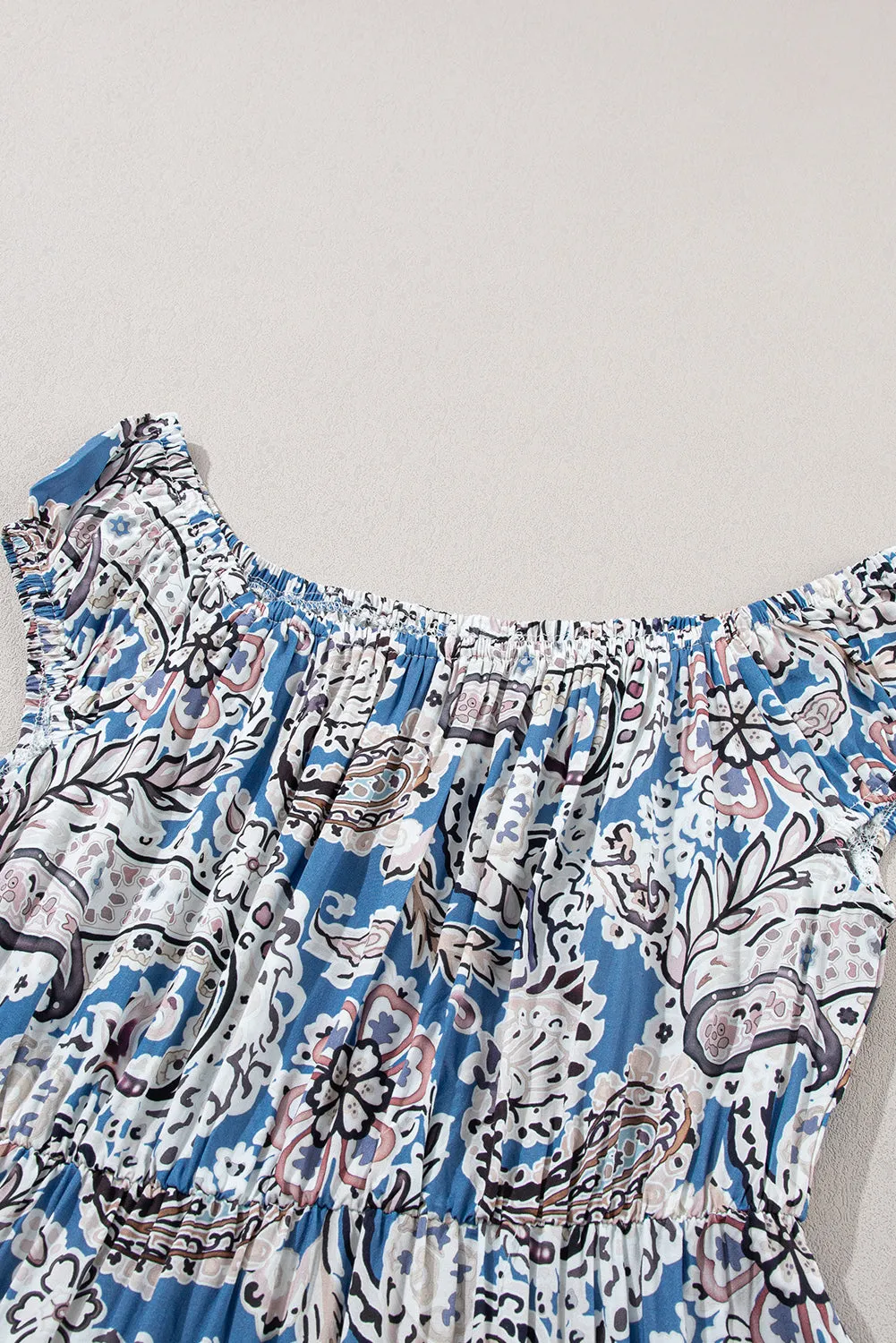 Blue Zone Planet |  Kim's Pink Boho Paisley Print Off Shoulder Maxi Dress