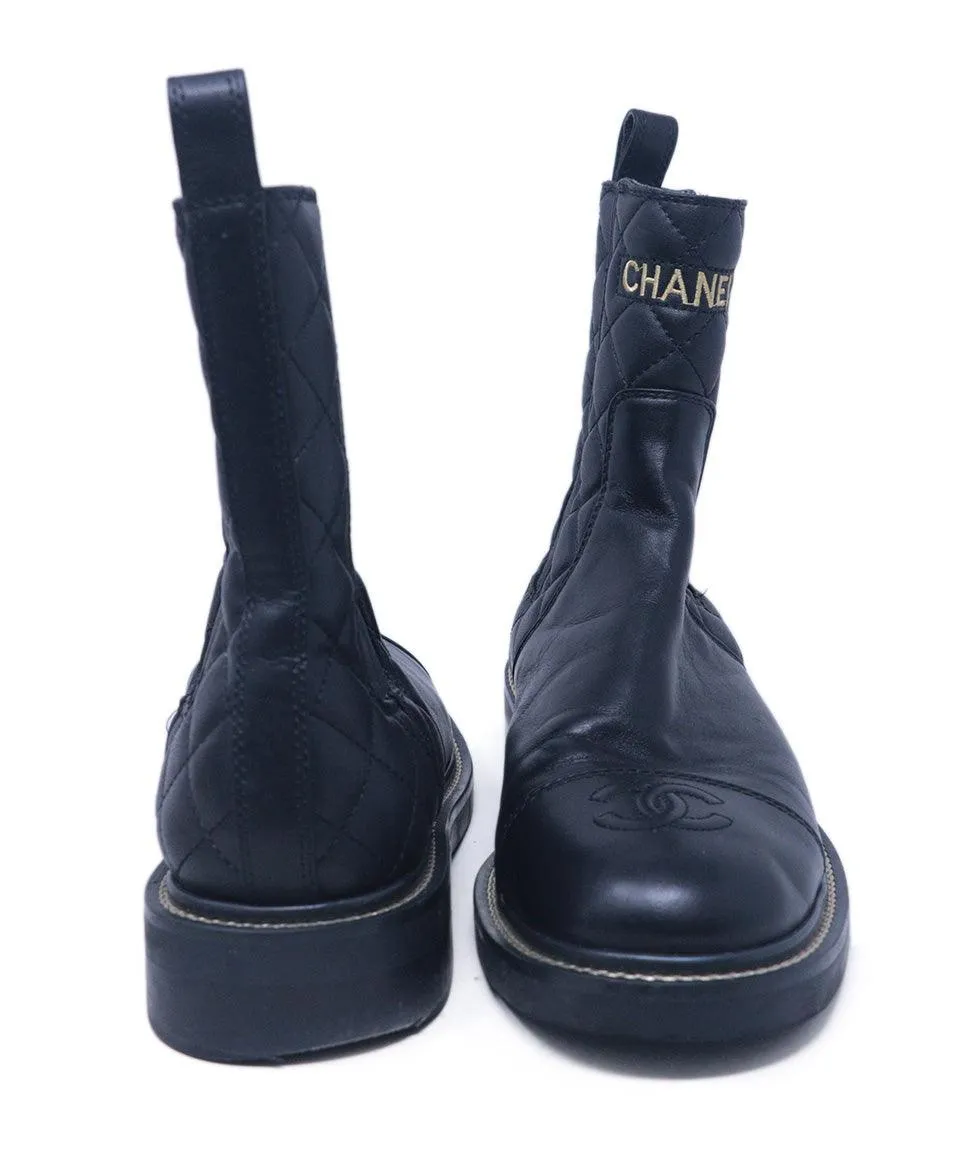 Chanel Black Quilted Leather Boots sz 10