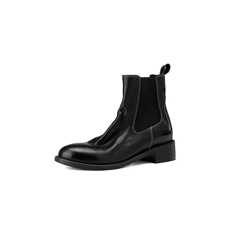 Classic Leather Chelsea Boots For Women Ankle Boots in Brown/Black