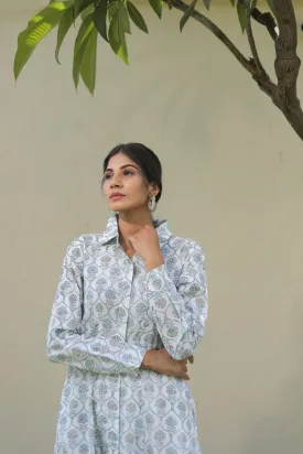 collared cotton maxi long sleeve dresses on white base