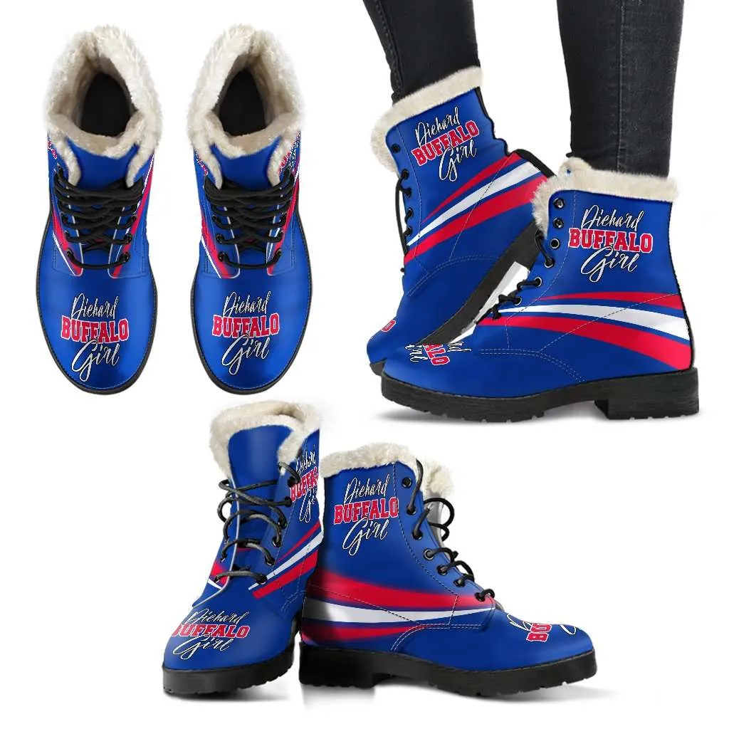 Diehard Buffalo Girl Fur Lined Leather Vegan Lace-up Boots
