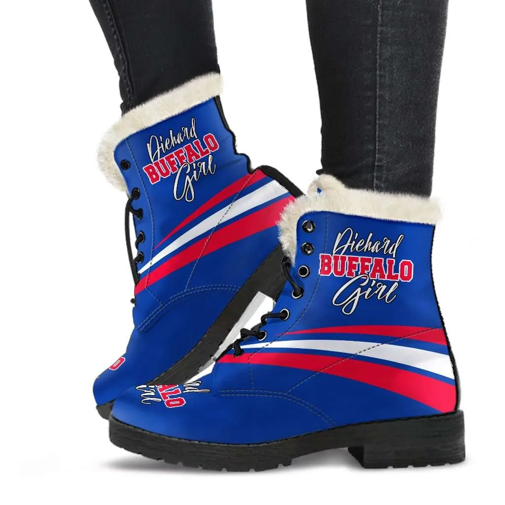 Diehard Buffalo Girl Fur Lined Leather Vegan Lace-up Boots