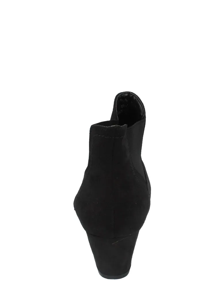 Elsie Elasticated Side Suedette Ankle Boots in Black