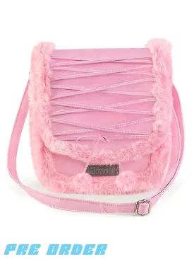 FAUX SUEDE & FUR CROSS BODY BAG - BABY PINK ✰ PRE ORDER ✰