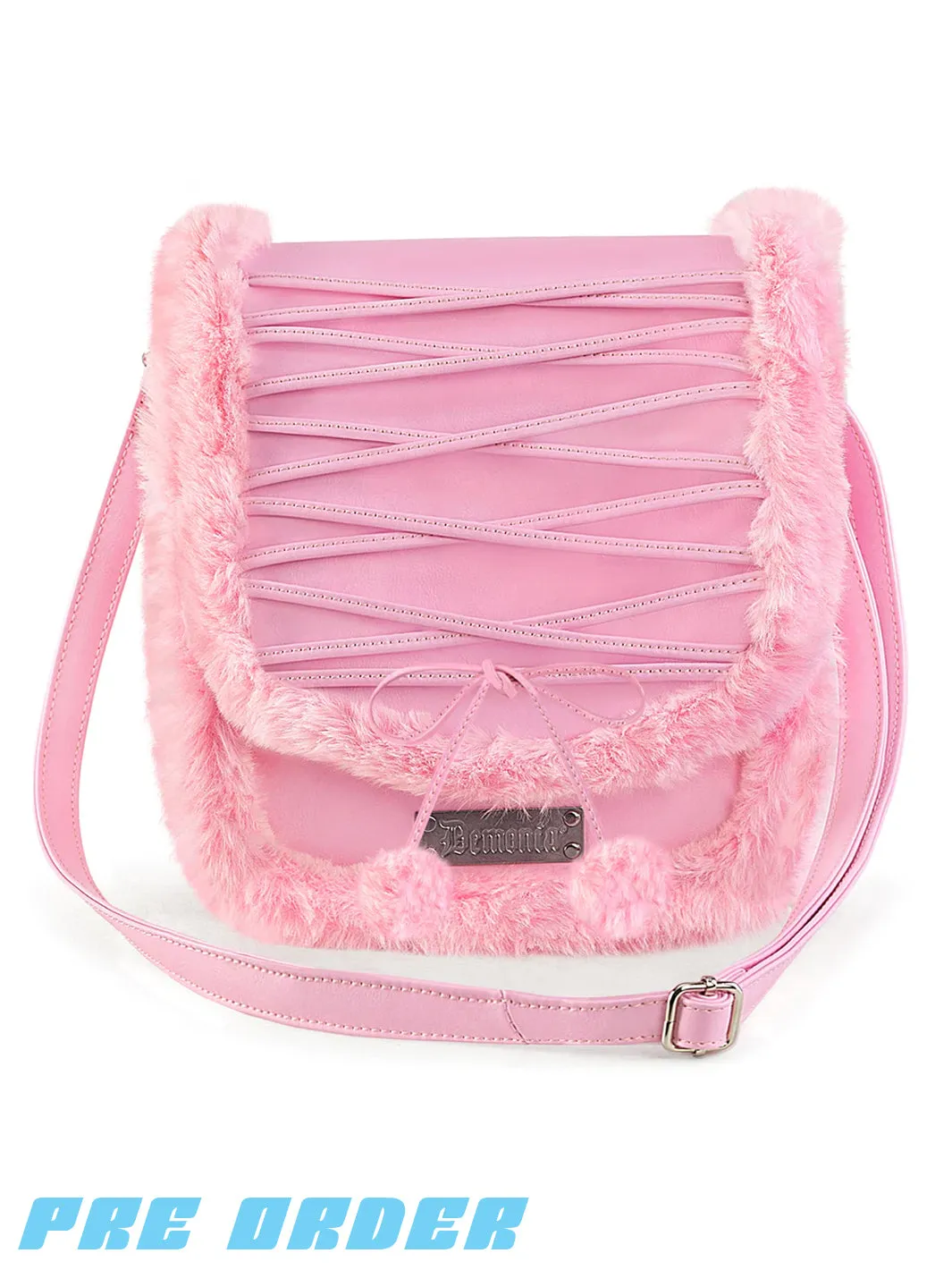 FAUX SUEDE & FUR CROSS BODY BAG - BABY PINK ✰ PRE ORDER ✰