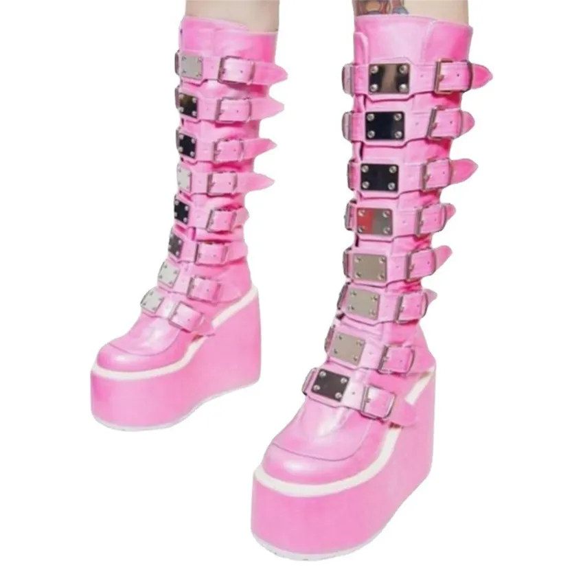 Funki Buys | Boots | Women's Punk Buckle Strap Platform Boots