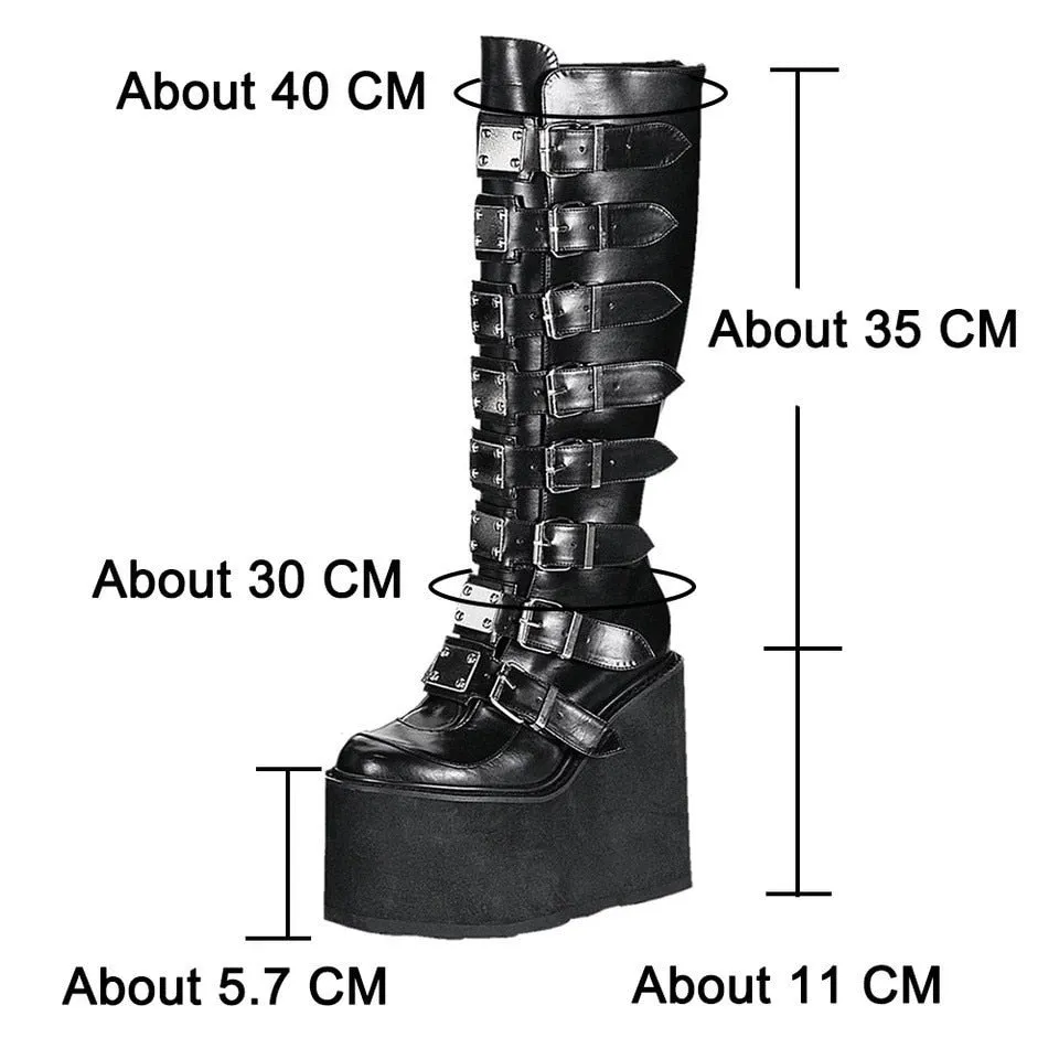 Funki Buys | Boots | Women's Punk Buckle Strap Platform Boots