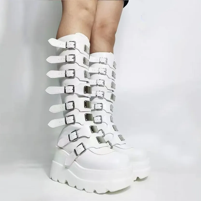 Funki Buys | Boots | Women's Punk Buckle Strap Platform Boots