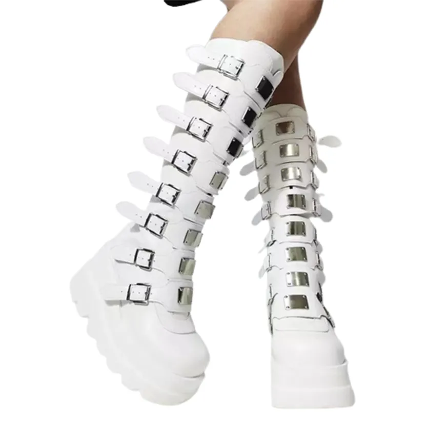 Funki Buys | Boots | Women's Punk Buckle Strap Platform Boots