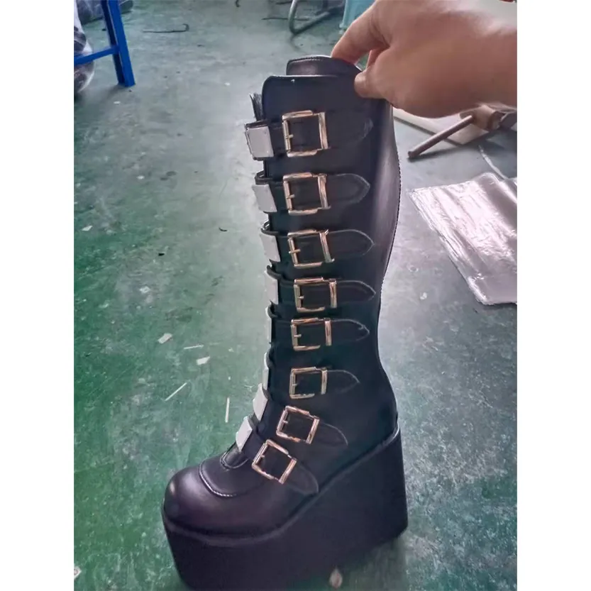 Funki Buys | Boots | Women's Punk Buckle Strap Platform Boots