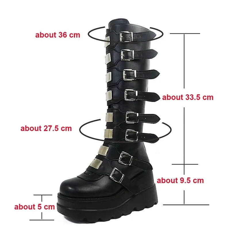 Funki Buys | Boots | Women's Punk Buckle Strap Platform Boots