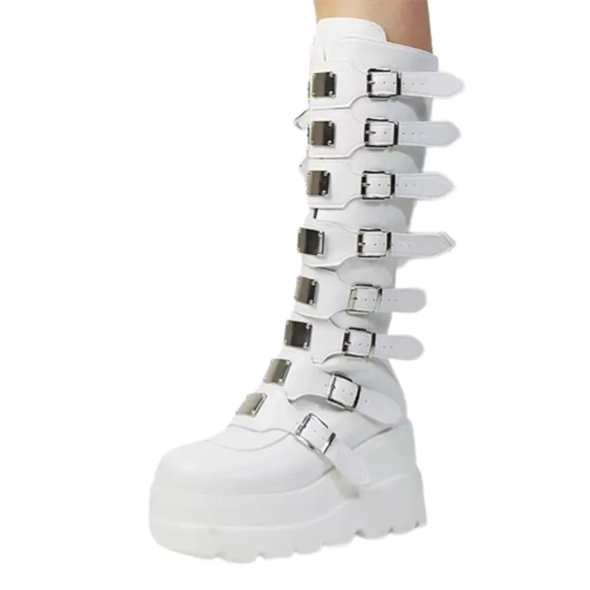 Funki Buys | Boots | Women's Punk Buckle Strap Platform Boots