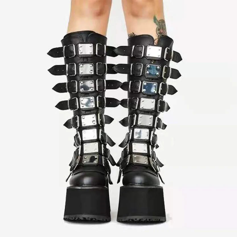 Funki Buys | Boots | Women's Punk Buckle Strap Platform Boots