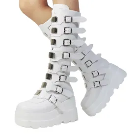 Funki Buys | Boots | Women's Punk Buckle Strap Platform Boots