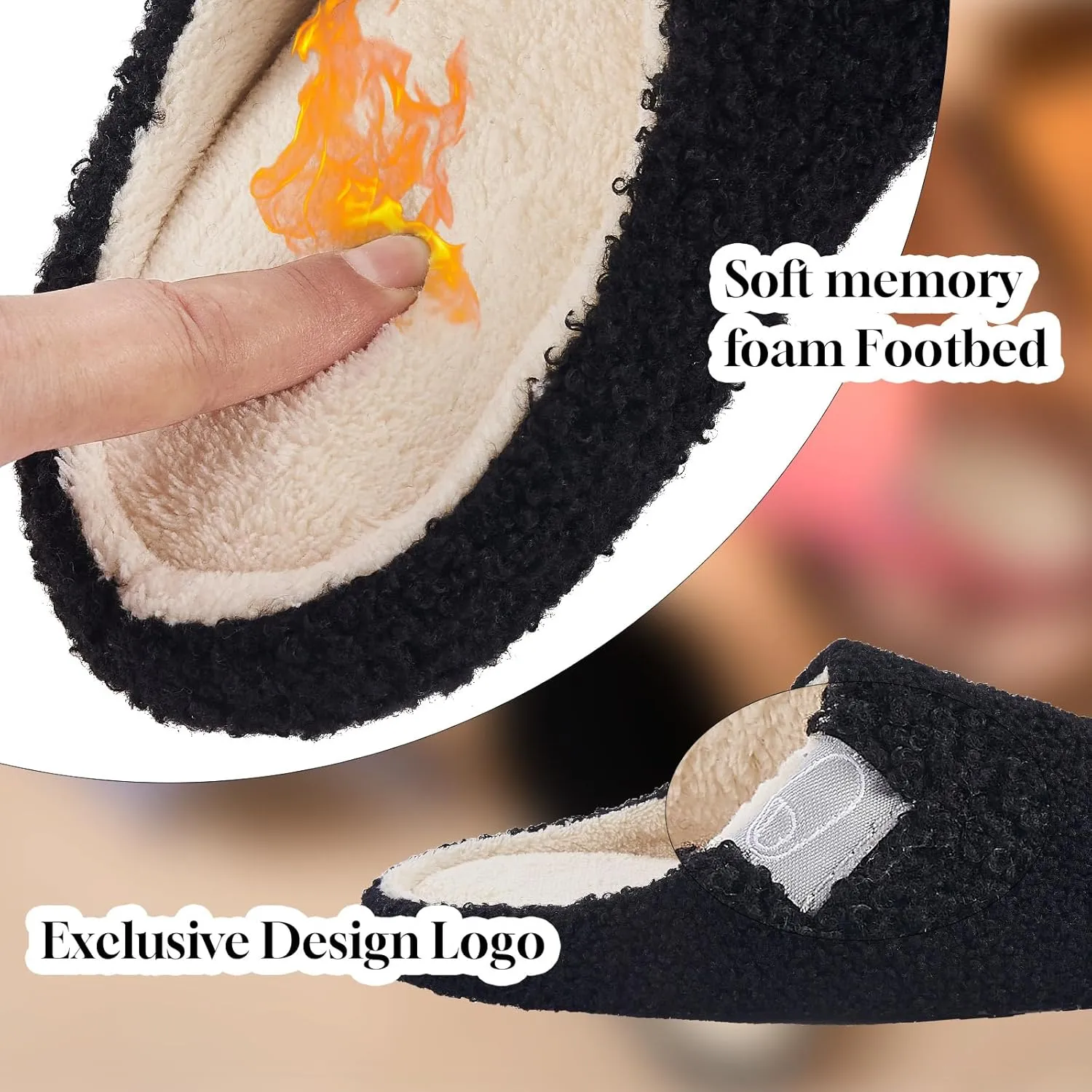 Fuzzy Cozy House Slippers for Woman,Comfy Warm Winter Fall Indoor ladies Slippers,Slip On Washable Trendy for Women Indoor and Outdoor