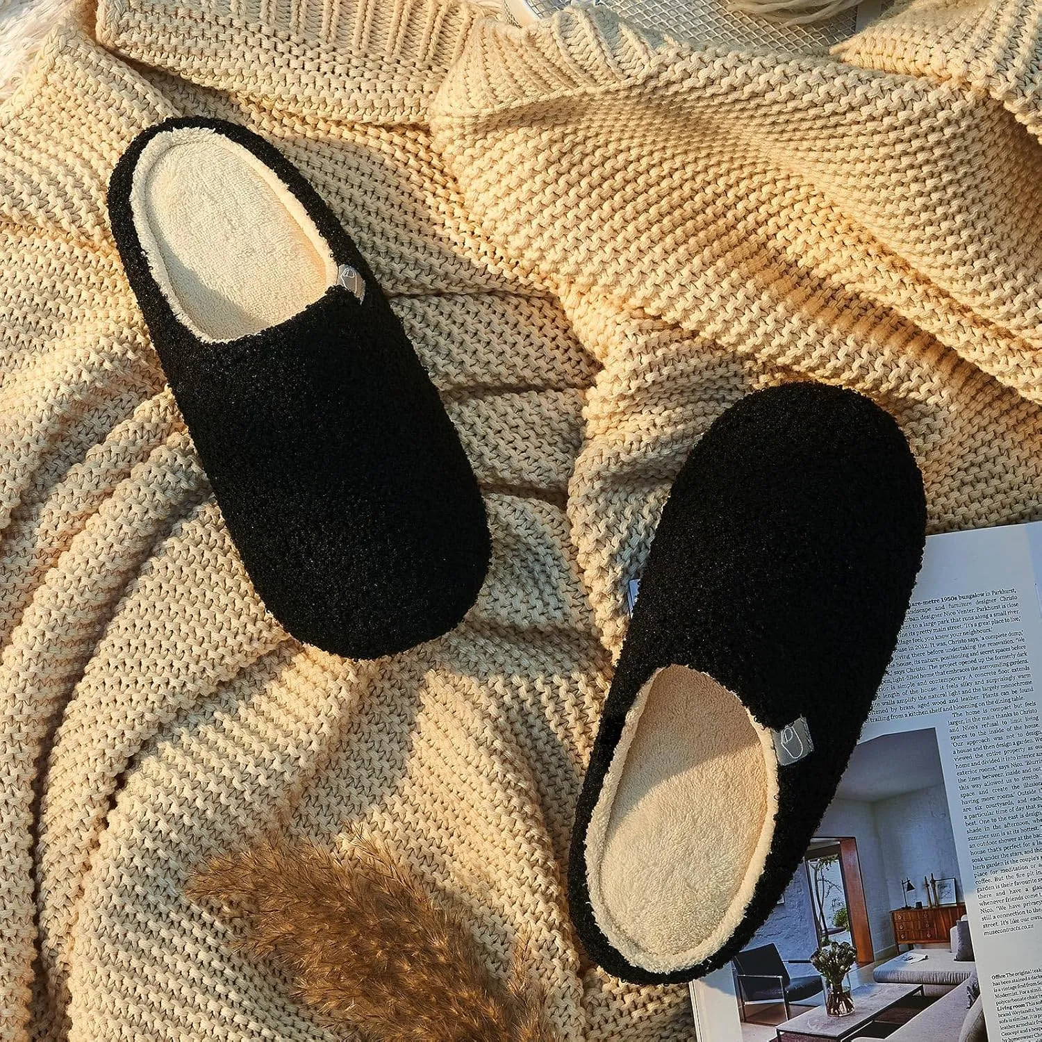 Fuzzy Cozy House Slippers for Woman,Comfy Warm Winter Fall Indoor ladies Slippers,Slip On Washable Trendy for Women Indoor and Outdoor