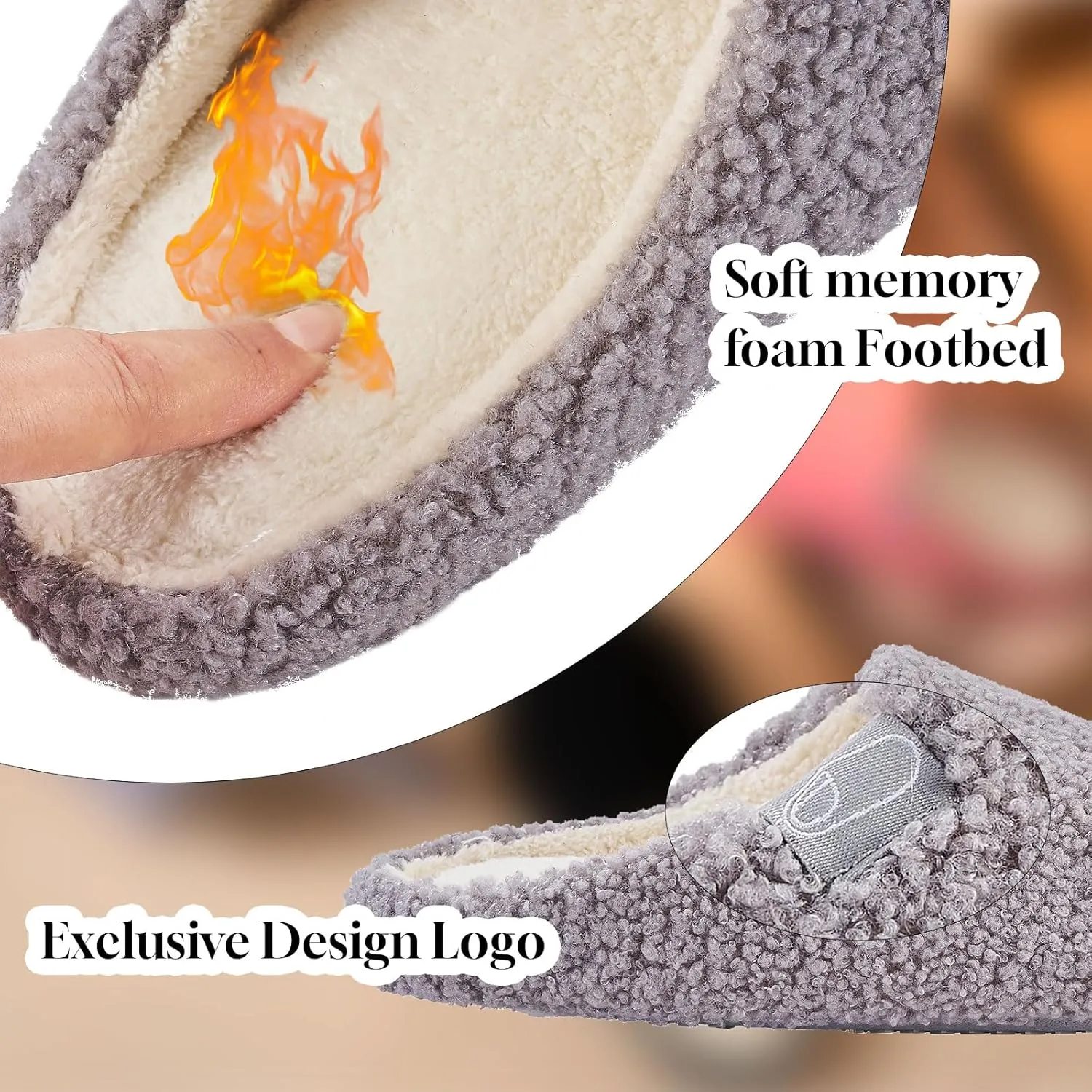 Fuzzy Cozy House Slippers for Woman,Comfy Warm Winter Fall Indoor ladies Slippers,Slip On Washable Trendy for Women Indoor and Outdoor