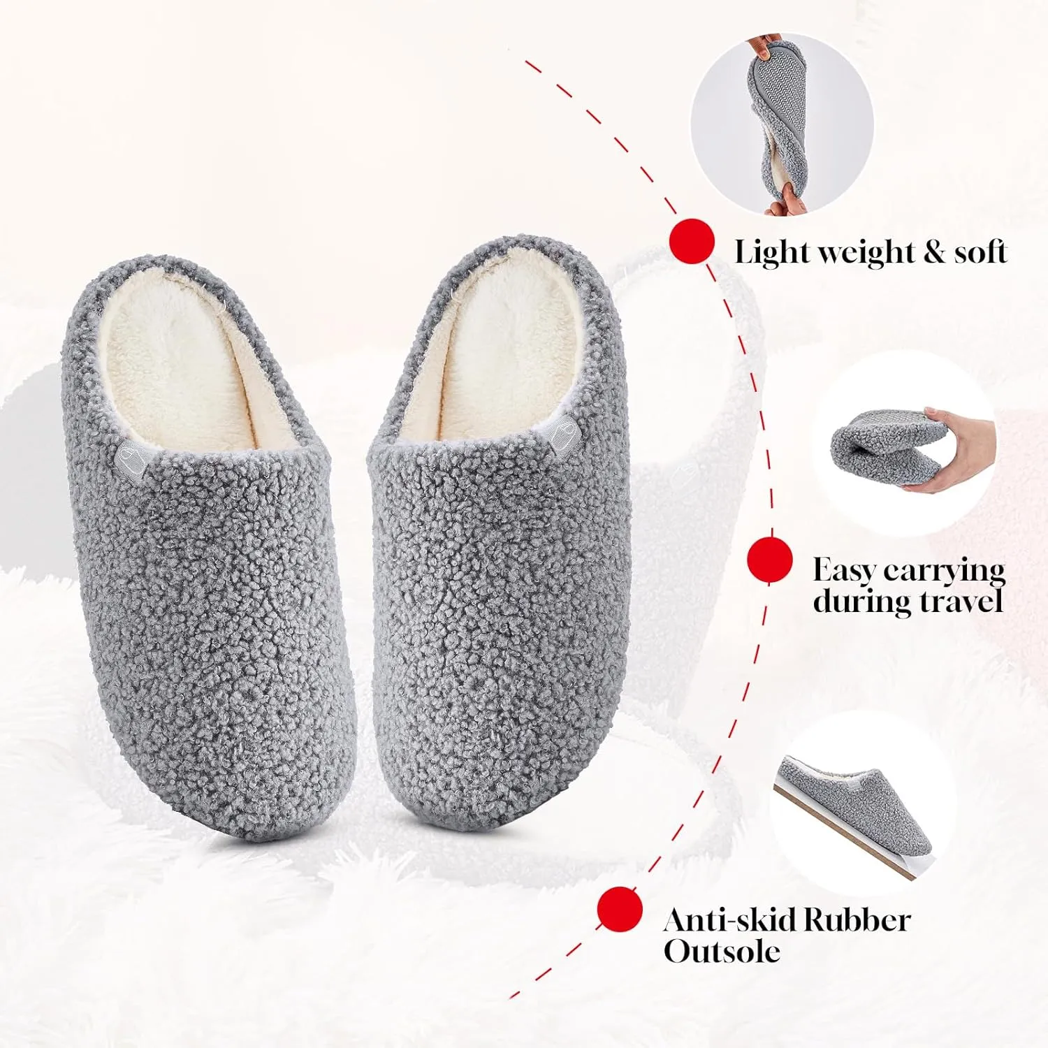 Fuzzy Cozy House Slippers for Woman,Comfy Warm Winter Fall Indoor ladies Slippers,Slip On Washable Trendy for Women Indoor and Outdoor