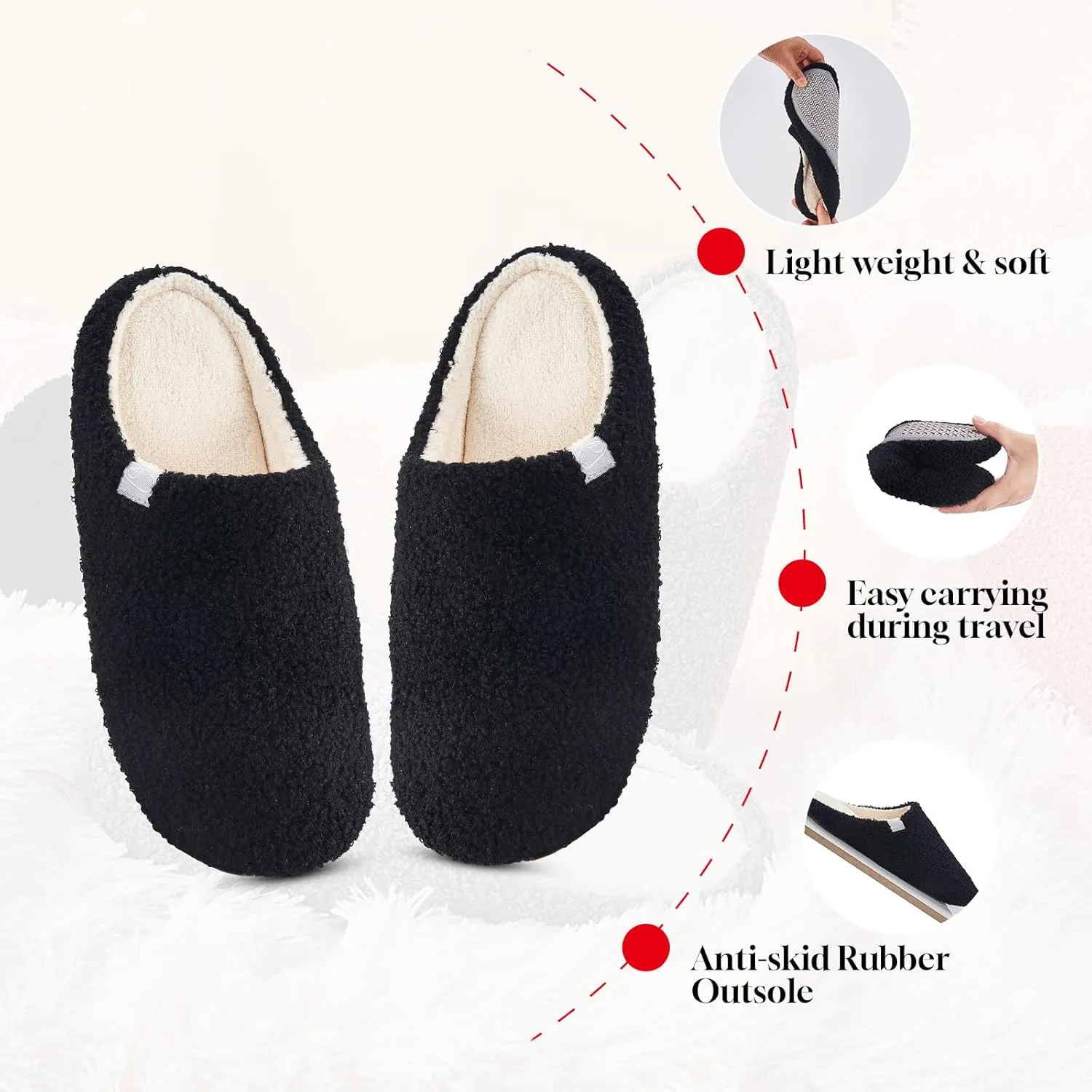 Fuzzy Cozy House Slippers for Woman,Comfy Warm Winter Fall Indoor ladies Slippers,Slip On Washable Trendy for Women Indoor and Outdoor
