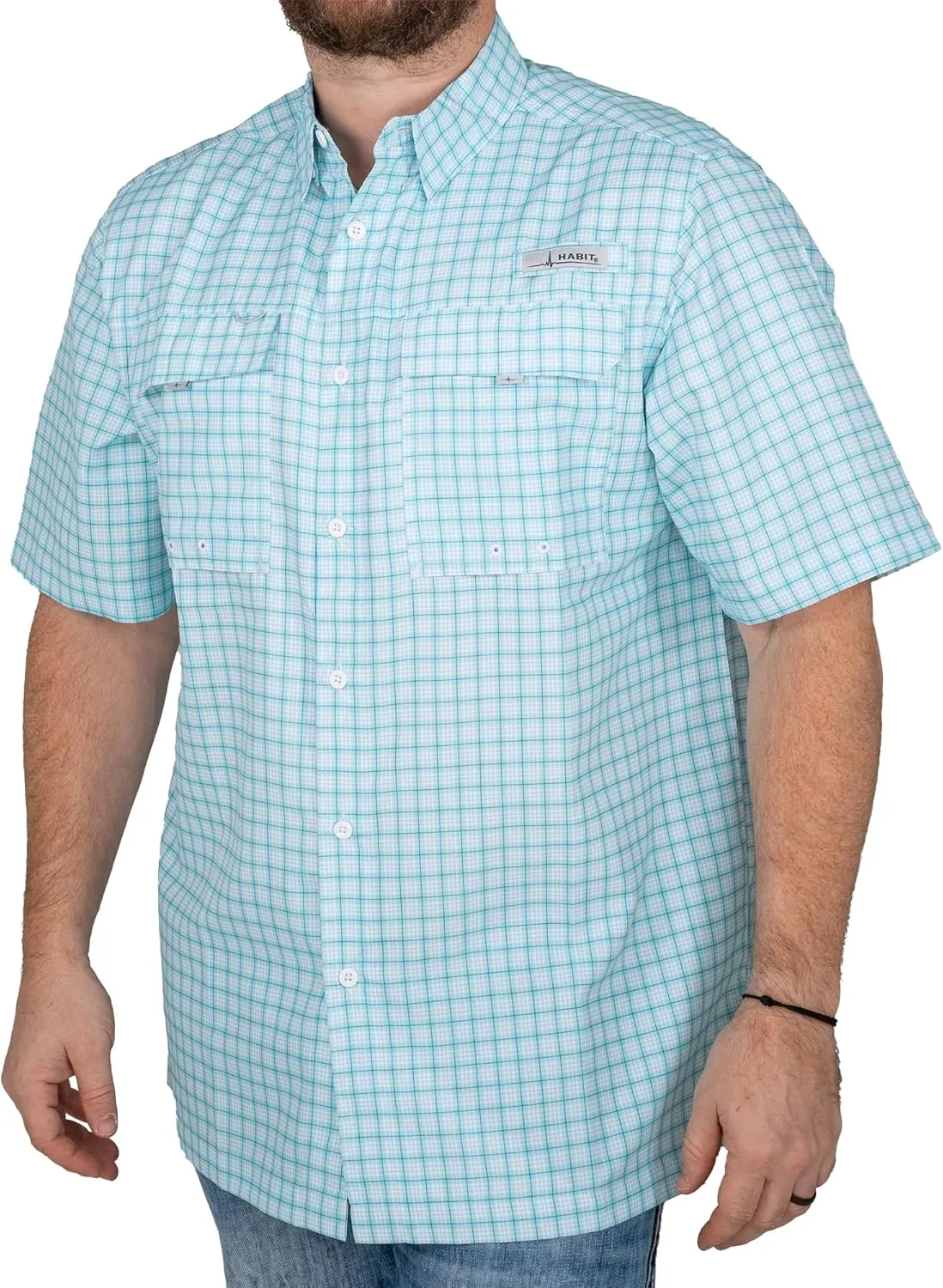 HABIT Men??s Fourche Mountain Short Sleeve River Guide Fishing Shirt - UPF 40  UV Protection