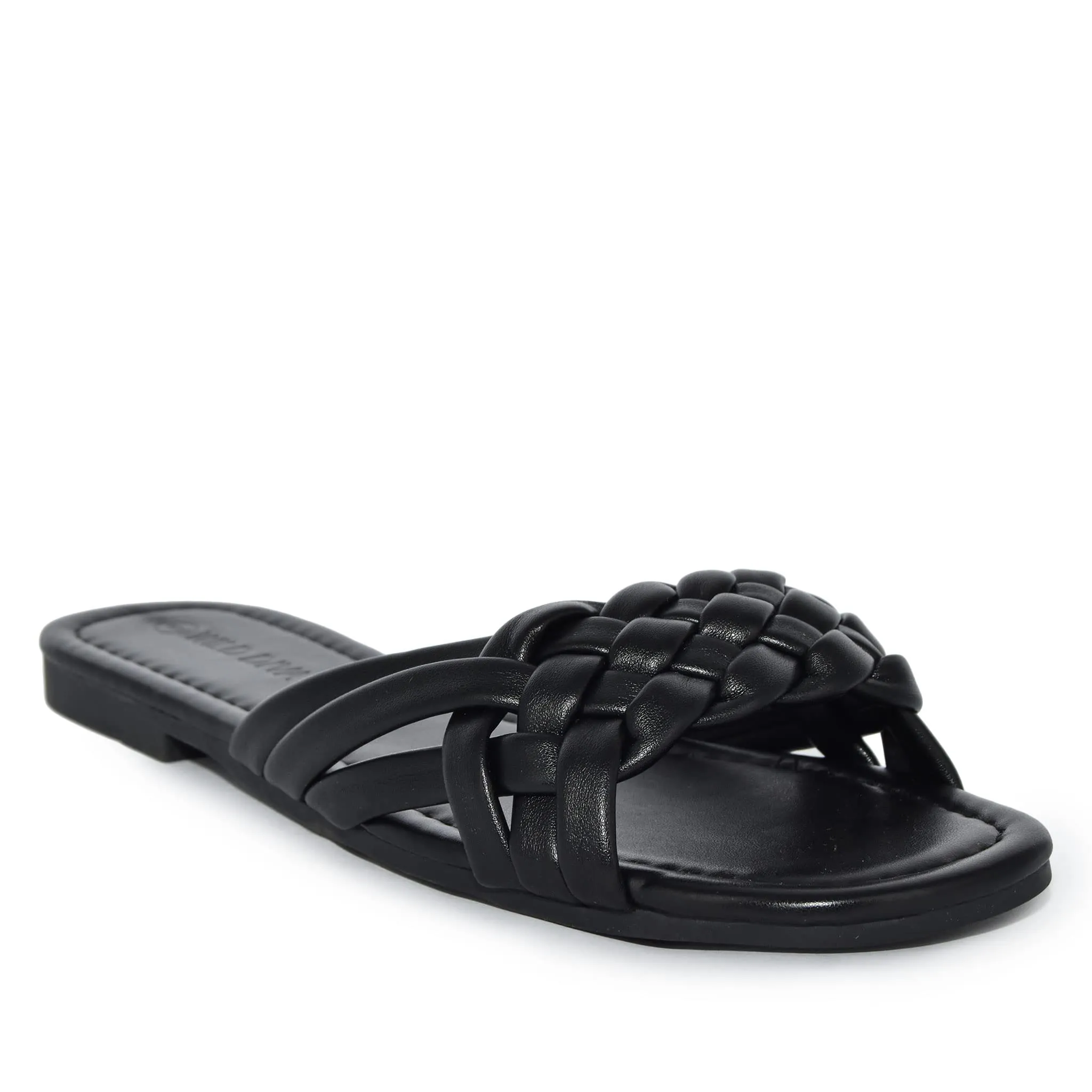 IRA-16 Woven Square Toe Slide Flat Sandals