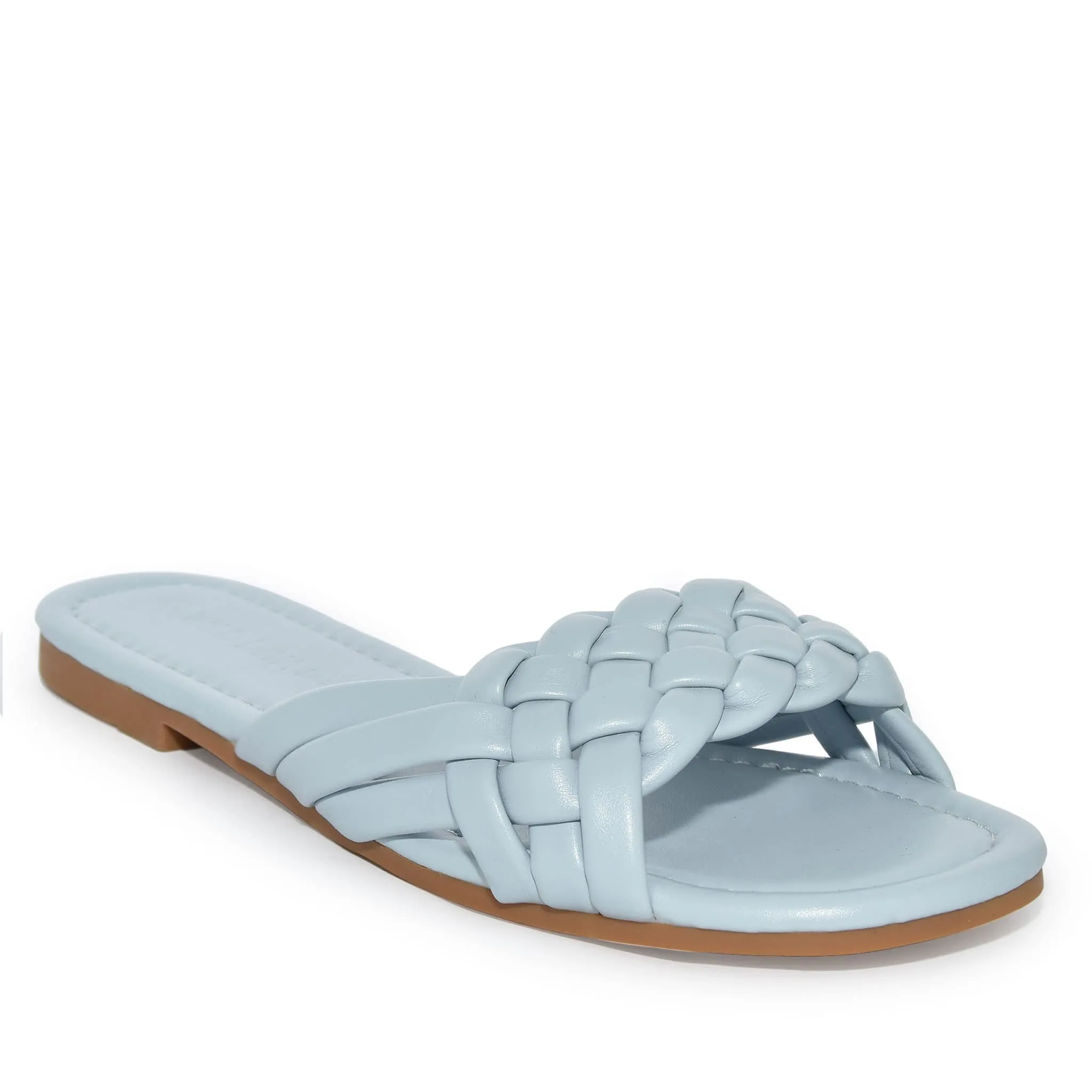IRA-16 Woven Square Toe Slide Flat Sandals