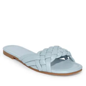 IRA-16 Woven Square Toe Slide Flat Sandals