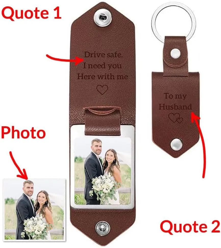 IZI POD Valentines Gifts For Him, Customized Driver Safe Keychain with Picture Personalized Leather Keychain with Photo..