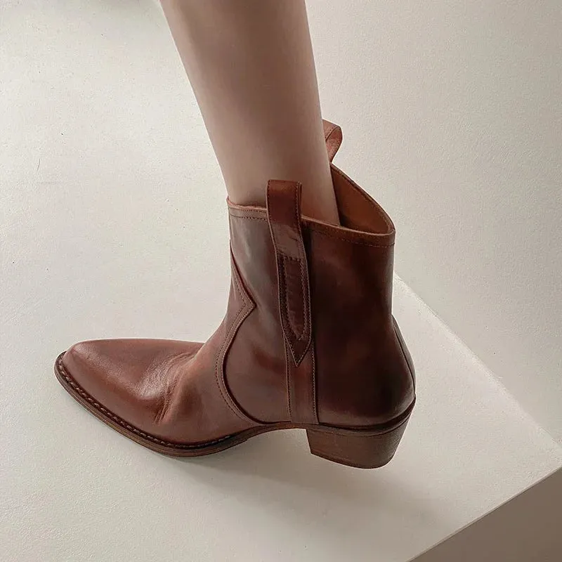 Joskaa 2024 Winter Classic Chelsea Boots for Woman Cow Suede Pointy Toe Wedge Heel Ankle Boots Simple Comfortable Cowboy Boots Female