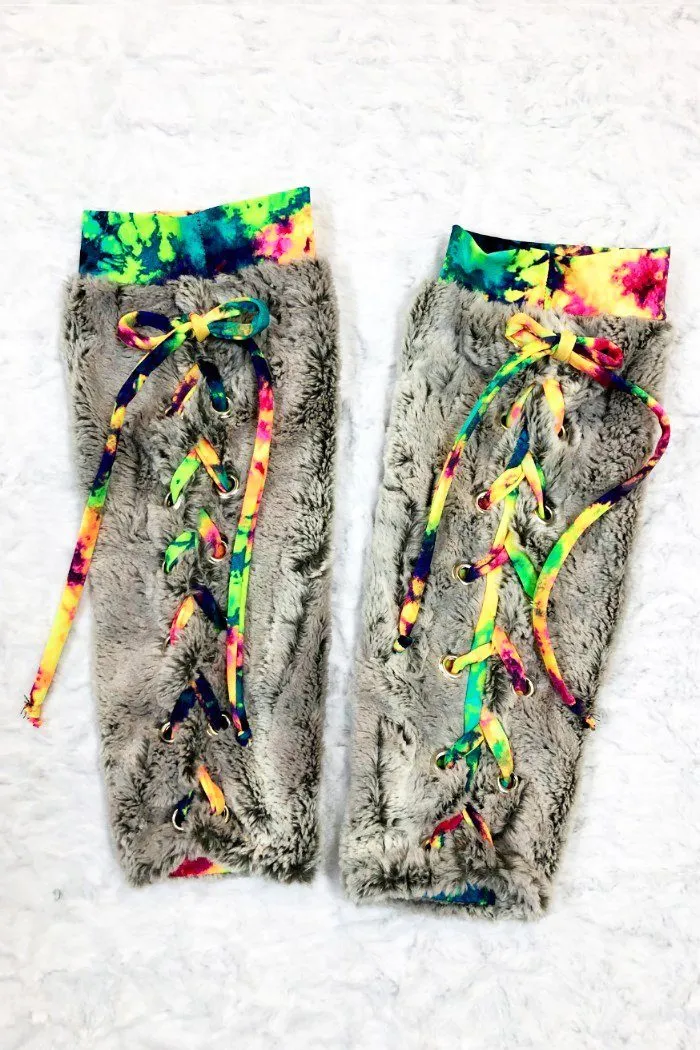 Lace Up Minky Leg Warmers