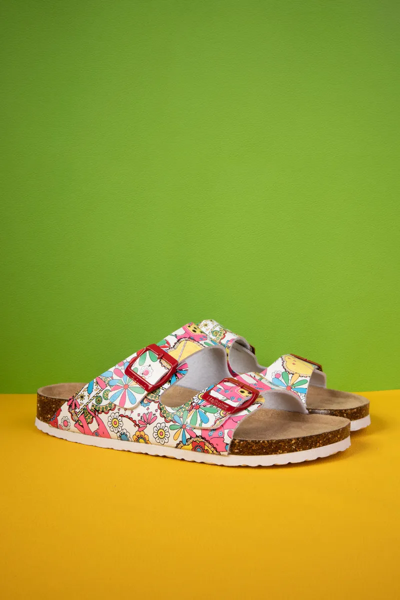 MAIBULUN | Lovey Dovey Floral Printed Double Strap Sandal
