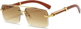 Mens Fashion Rimless Rectangle Sunglasses for Man Frameless Square Glasses Gradient Tinted UV400 Lens