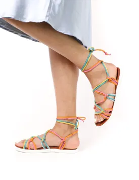 MIA Color Me Happy Rainbow Leather Sandal - Multi