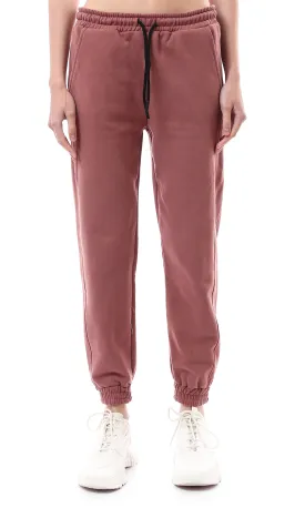 O176753 Dark Nude Pink Coziness Slip On Cotton Jogger Pants