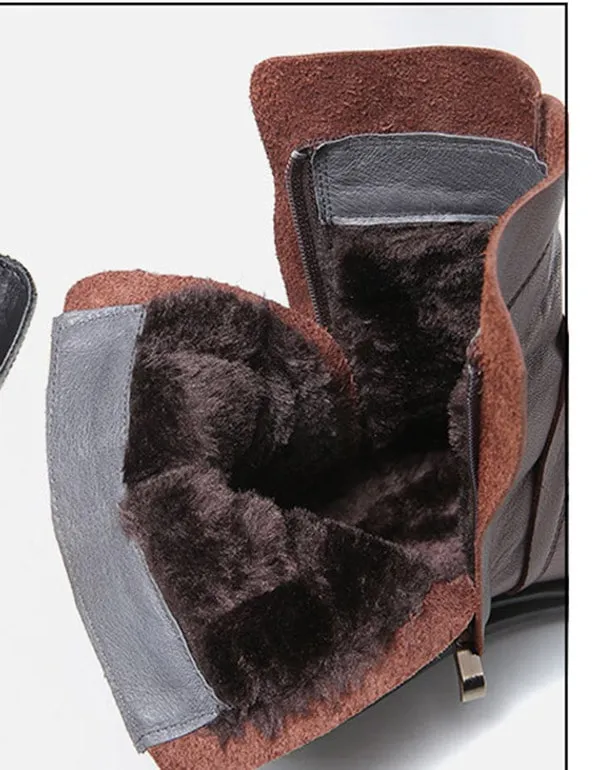 OBIONO Round Head Leather Chelsea Short Boots